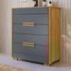 Comoda 4 Gavetas Dhara 86 cm Freijo Cinza Moval