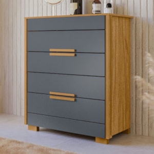 Comoda 4 Gavetas Dhara 86 cm Freijo Cinza Moval