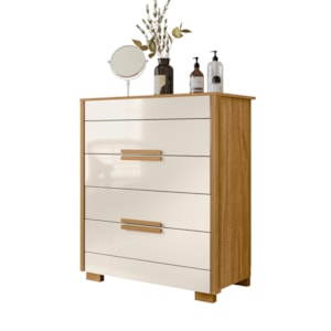 Comoda 4 Gavetas Dhara 86 cm Freijo Off White Moval