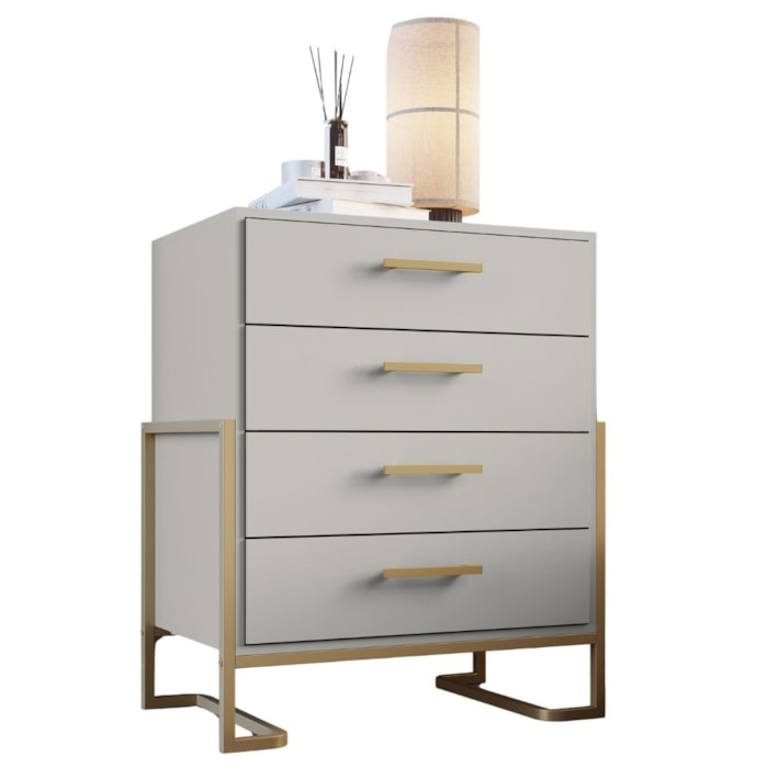 Comoda 4 Gavetas P1061 67 cm Arenas Dourado PP Milani Store