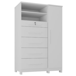 Comoda 5 Gavetas 1 Porta 2 Nichos Imperio 116X172 cm Branco Absoluto ZANZ