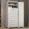 Comoda 5 Gavetas 1 Porta 2 Nichos Imperio 116X172 cm Branco Absoluto ZANZ