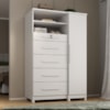 Comoda 5 Gavetas 1 Porta 2 Nichos Imperio 116X172 cm Branco Absoluto ZANZ