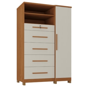 Comoda 5 Gavetas 1 Porta 2 Nichos Imperio 116X172 cm Cinamomo Areia ZANZ