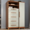 Comoda 5 Gavetas 1 Porta 2 Nichos Imperio 116X172 cm Cinamomo Areia ZANZ