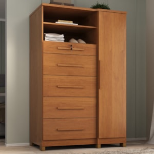 Comoda 5 Gavetas 1 Porta 2 Nichos Imperio 116X172 cm Cinamomo ZANZ