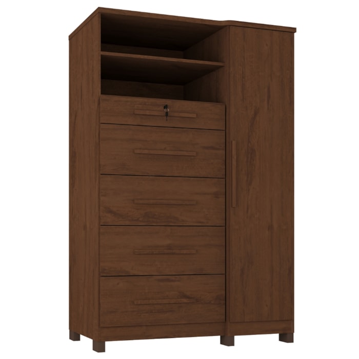 Comoda 5 Gavetas 1 Porta 2 Nichos Imperio 116X172 cm Jacaranda ZANZ