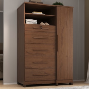 Comoda 5 Gavetas 1 Porta 2 Nichos Imperio 116X172 cm Jacaranda ZANZ