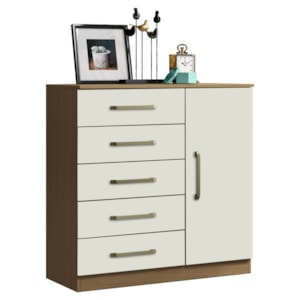 Comoda 5 Gavetas 1 Porta 91 cm Milao Atacama Off White ARMoveis