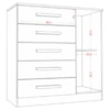 Comoda 5 Gavetas 1 Porta 91 cm Milao Branco ARMoveis