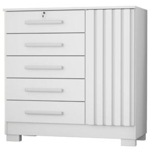 Comoda 5 Gavetas 1 Porta 99 cm Mary Branco RUDK
