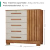 Comoda 5 Gavetas 1 Porta 99 cm Mary Cedro Areia RUDK