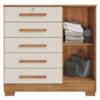 Comoda 5 Gavetas 1 Porta 99 cm Mary Cedro Areia RUDK