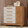 Comoda 5 Gavetas 1 Porta 99 cm Mary Cedro Areia RUDK