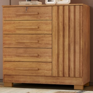 Comoda 5 Gavetas 1 Porta 99 cm Mary Cedro RUDK