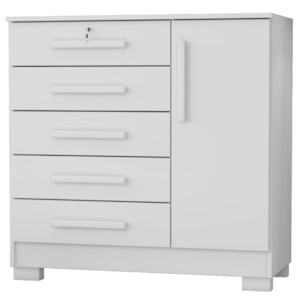 Comoda 5 Gavetas 1 Porta 99 cm Vitoria Branco RUDK