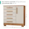 Comoda 5 Gavetas 1 Porta 99 cm Vitoria Cedro Areia RUDK
