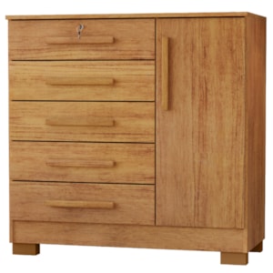 Comoda 5 Gavetas 1 Porta 99 cm Vitoria Cedro RUDK