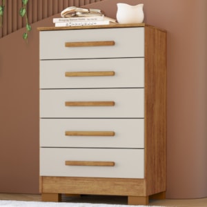 Comoda 5 Gavetas 64 cm Paola Cedro Areia RUDK