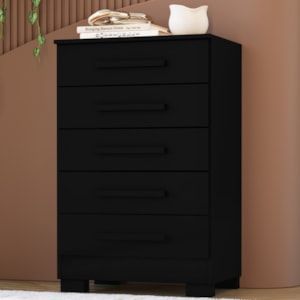 Comoda 5 Gavetas 64 cm Paola Preto RUDK