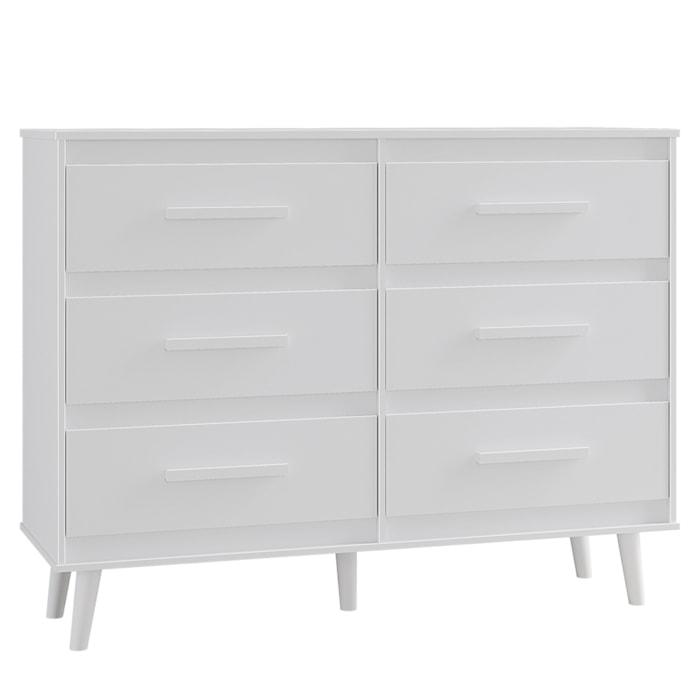 Comoda 6 Gavetas 120 cm Mila Branco Mobbs