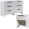 Comoda 6 Gavetas e Mesa De Cabeceira 1 Gaveta Branco Dtall