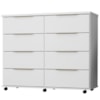 Comoda 8 Gavetas Com Rodizios 121 cm Athenas Branco RUDK