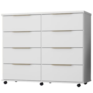 Comoda 8 Gavetas Com Rodizios 121 cm Athenas Branco RUDK