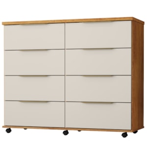 Comoda 8 Gavetas Com Rodizios 121 cm Athenas Cedro Areia RUDK