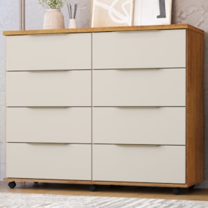 Comoda 8 Gavetas Com Rodizios 121 cm Athenas Cedro Areia RUDK