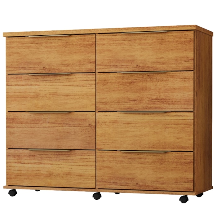 Comoda 8 Gavetas Com Rodizios 121 cm Athenas Cedro RUDK