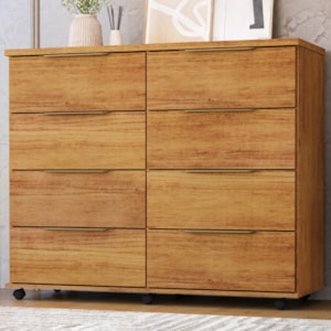 Comoda 8 Gavetas Com Rodizios 121 cm Athenas Cedro RUDK