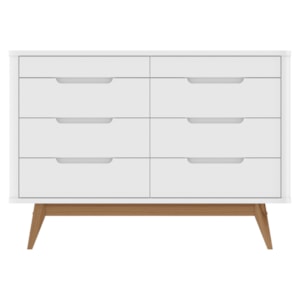 Comoda 8 Gavetas Pes Madeira 135 cm Vicenza Branco DCASA