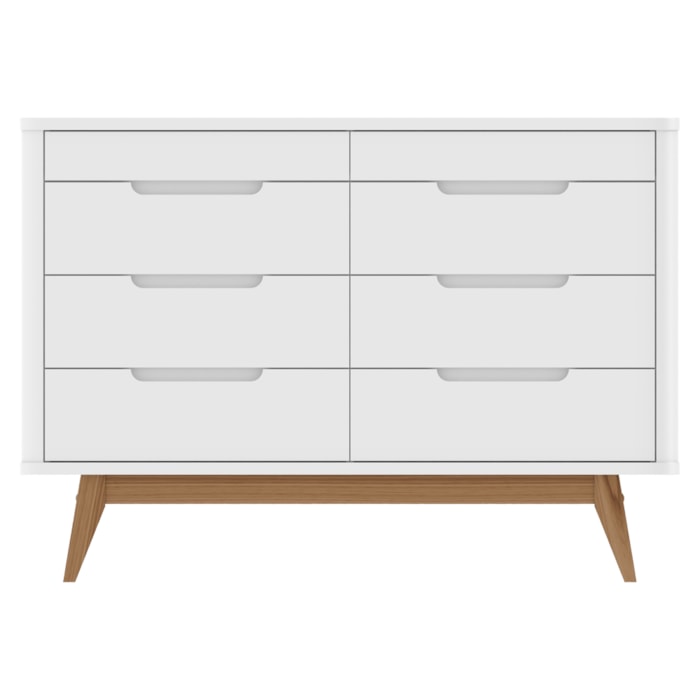 Comoda 8 Gavetas Pes Madeira 135 cm Vicenza Branco DCASA