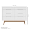 Comoda 8 Gavetas Pes Madeira 135 cm Vicenza Branco DCASA