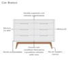 Comoda 8 Gavetas Pes Madeira 135 cm Vicenza Branco DCASA