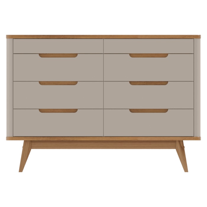 Comoda 8 Gavetas Pes Madeira 135 cm Vicenza Cedro Off White DCASA
