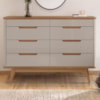 Comoda 8 Gavetas Pes Madeira 135 cm Vicenza Cedro Off White DCASA