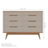 Comoda 8 Gavetas Pes Madeira 135 cm Vicenza Cedro Off White DCASA