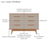 Comoda 8 Gavetas Pes Madeira 135 cm Vicenza Cedro Off White DCASA