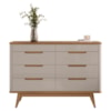 Comoda 8 Gavetas Pes Madeira 135 cm Vicenza Cedro Off White DCASA