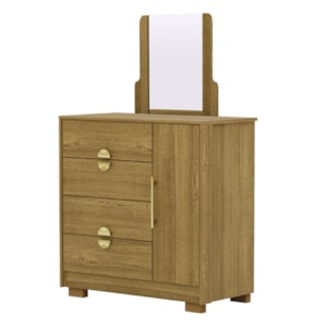 Comoda Com Espelho 4 Gavetas 1P 93 cm BEL Nature VLR Comoda Com Espelho 4 Gavetas 1P 93 cm BEL Nature VLR