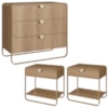 Comoda E 02 Mesas de Cabeceira Organica Hanover Dourado Artesano