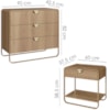 Comoda E 02 Mesas de Cabeceira Organica Hanover Dourado Artesano