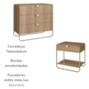 Comoda E 02 Mesas de Cabeceira Organica Hanover Dourado Artesano