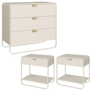 Comoda E 02 Mesas de Cabeceira Organica Off White Artesano