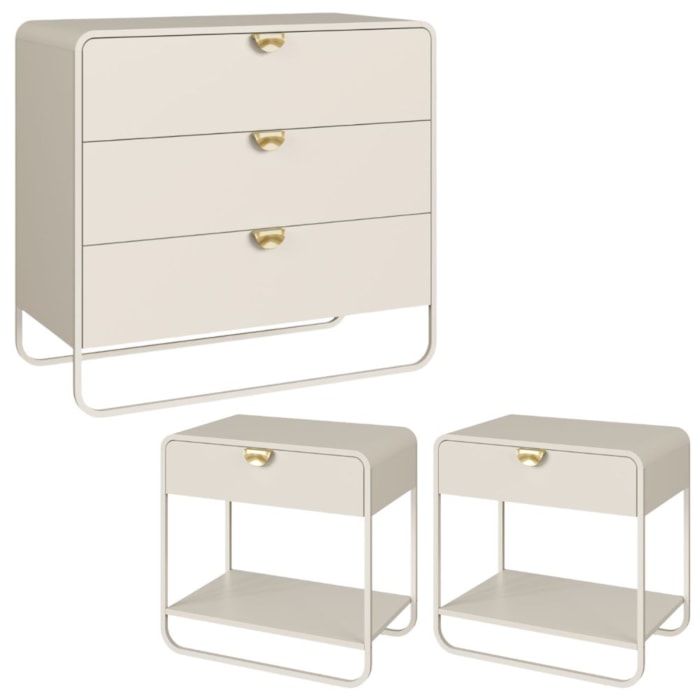Comoda E 02 Mesas de Cabeceira Organica Off White Artesano