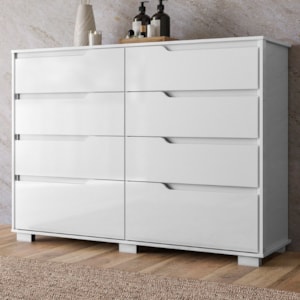 Comoda Georgia 8 Gavetas 147 cm Branco Moval