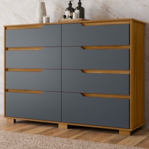 Comoda Georgia 8 Gavetas 147 cm Moval Freijo Cinza