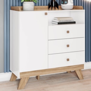 Comoda Infantil 1 Porta 3 Gavetas 98 cm Confete Branco Jequitiba Henn
